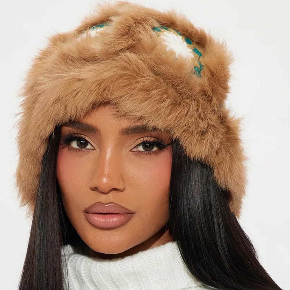 Alpine Vibes Beanie - Brown/combo Cozy White Cable Knit Sweater
